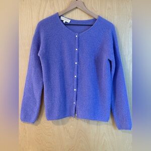 Sezane Purple Button-Front Wool Blend Cardigan